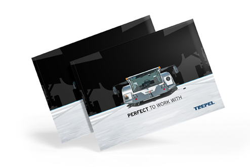 TREPEL Produktbroschüre mit Flugzeugschlepper im Fokus